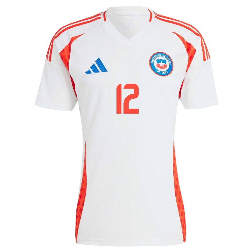 Niño Fútbol Camiseta Chile Martina Funck #12 Blanco 2ª Equipación 24-26 México