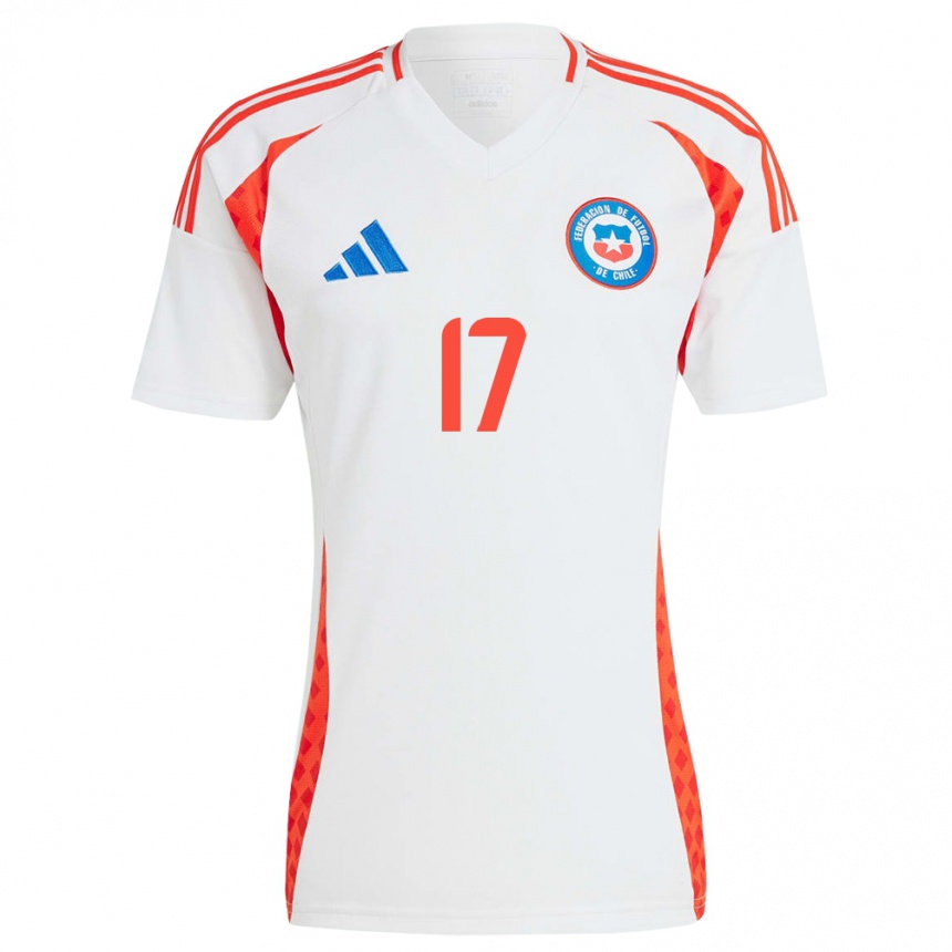 Niño Fútbol Camiseta Chile Esteban Matus #17 Blanco 2ª Equipación 24-26 México