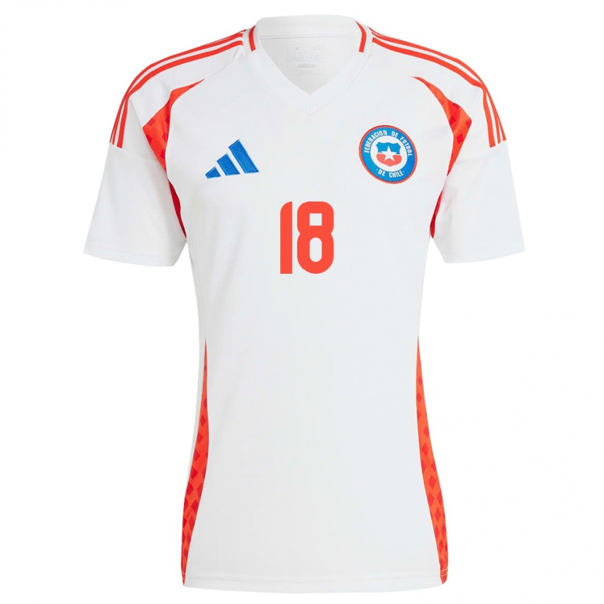 Niño Fútbol Camiseta Chile Bryan González #18 Blanco 2ª Equipación 24-26 México