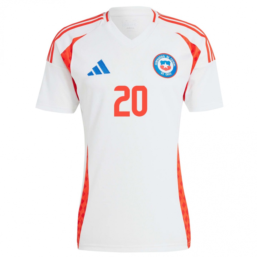 Niño Fútbol Camiseta Chile Lucas Assadi #20 Blanco 2ª Equipación 24-26 México