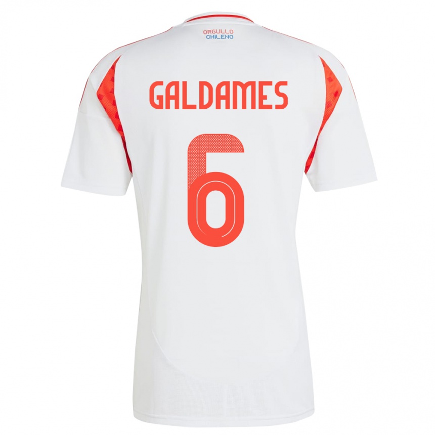 Niño Fútbol Camiseta Chile Thomas Galdames #6 Blanco 2ª Equipación 24-26 México