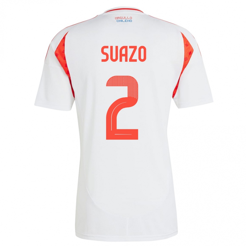 Niño Fútbol Camiseta Chile Gabriel Suazo #2 Blanco 2ª Equipación 24-26 México