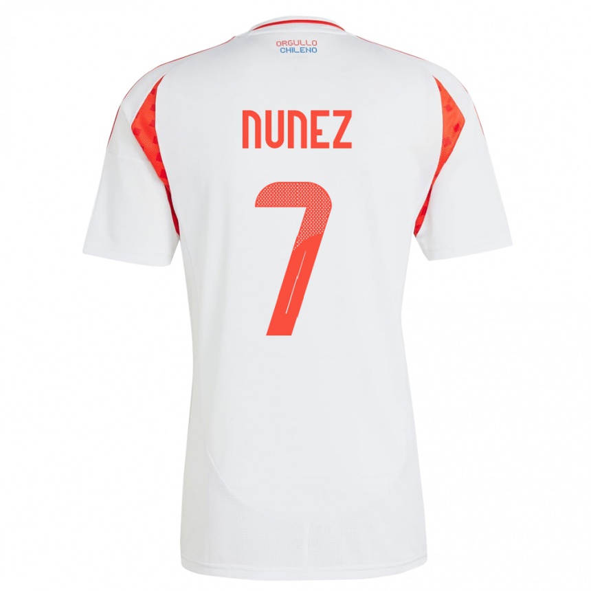 Niño Fútbol Camiseta Chile Marcelino Núñez #7 Blanco 2ª Equipación 24-26 México