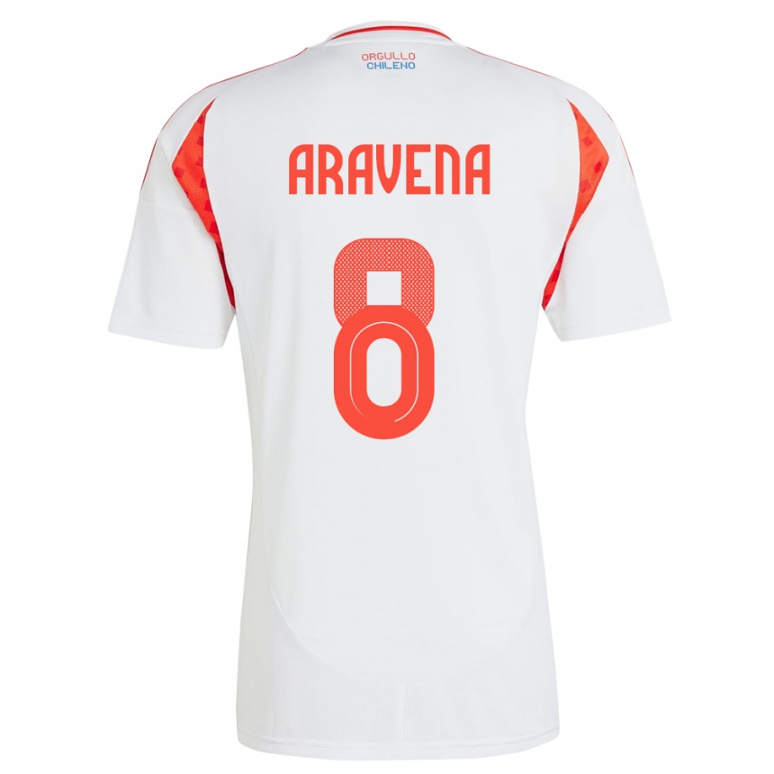 Niño Fútbol Camiseta Chile Alexander Aravena #8 Blanco 2ª Equipación 24-26 México