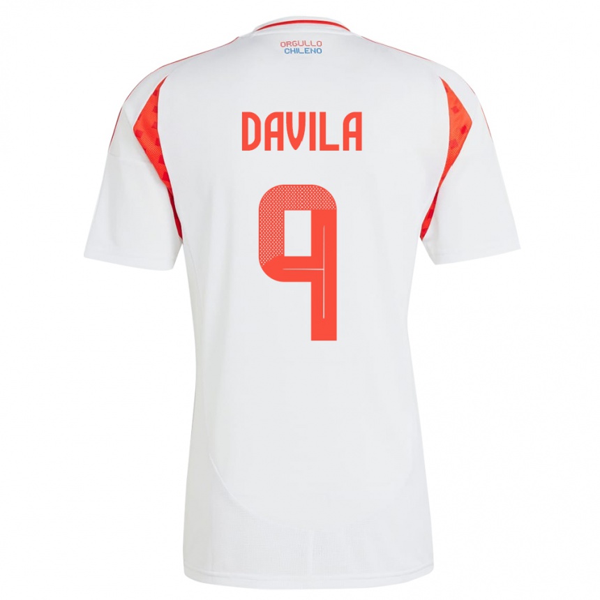 Niño Fútbol Camiseta Chile Víctor Dávila #9 Blanco 2ª Equipación 24-26 México