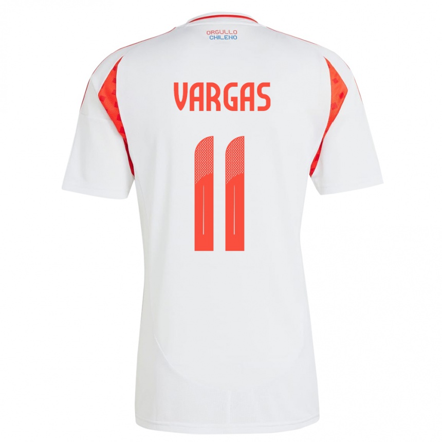 Niño Fútbol Camiseta Chile Eduardo Vargas #11 Blanco 2ª Equipación 24-26 México