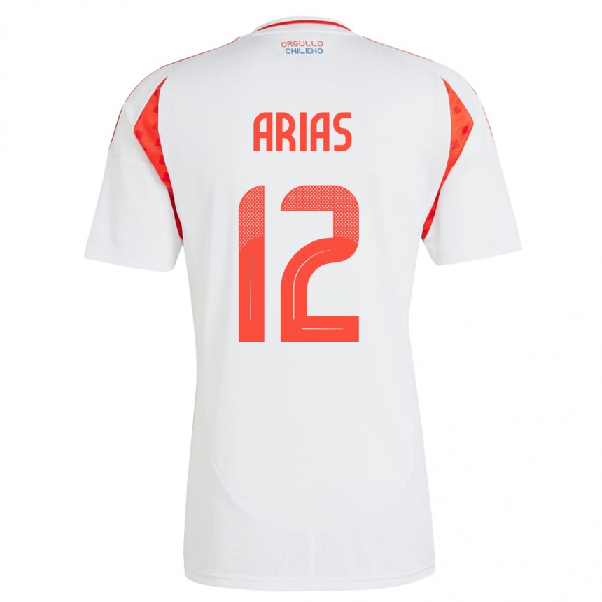 Niño Fútbol Camiseta Chile Gabriel Arias #12 Blanco 2ª Equipación 24-26 México