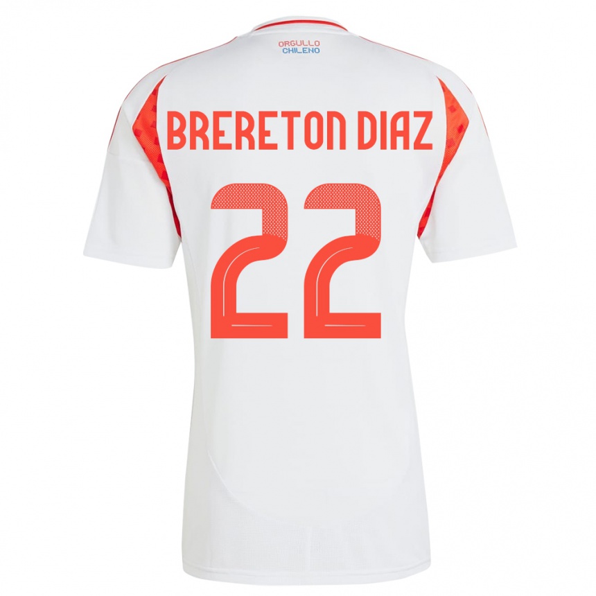 Niño Fútbol Camiseta Chile Ben Brereton Díaz #22 Blanco 2ª Equipación 24-26 México