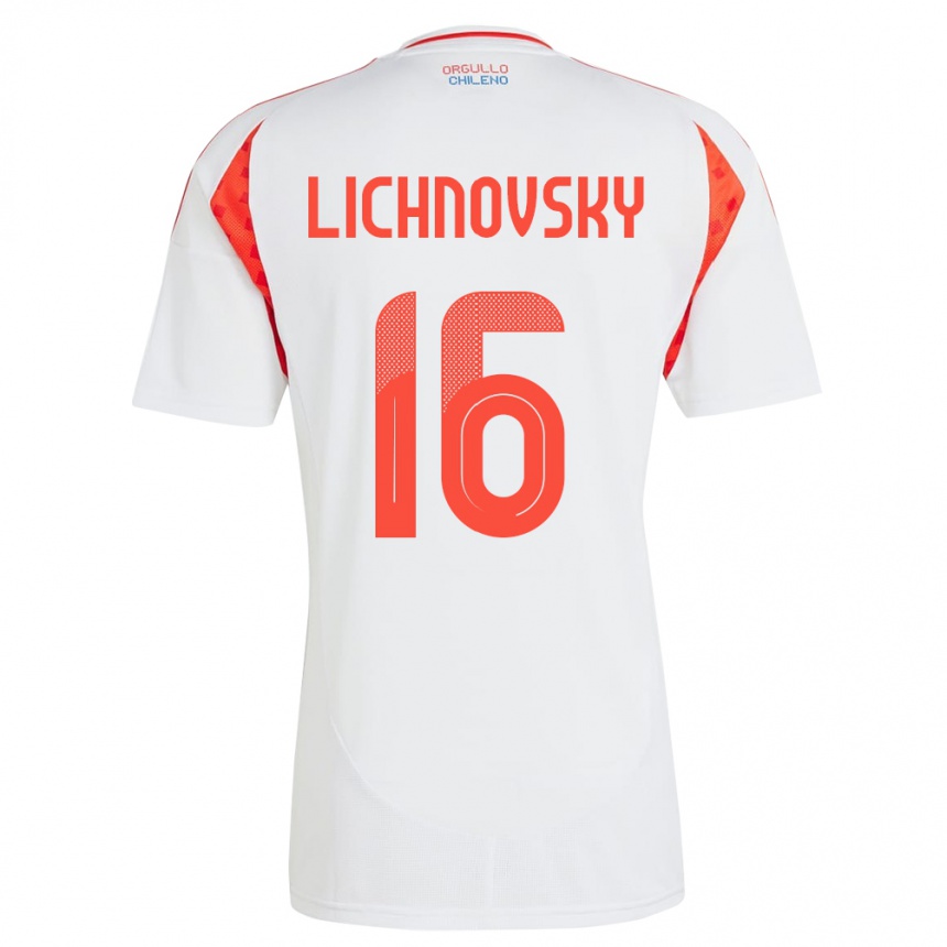 Niño Fútbol Camiseta Chile Igor Lichnovsky #16 Blanco 2ª Equipación 24-26 México