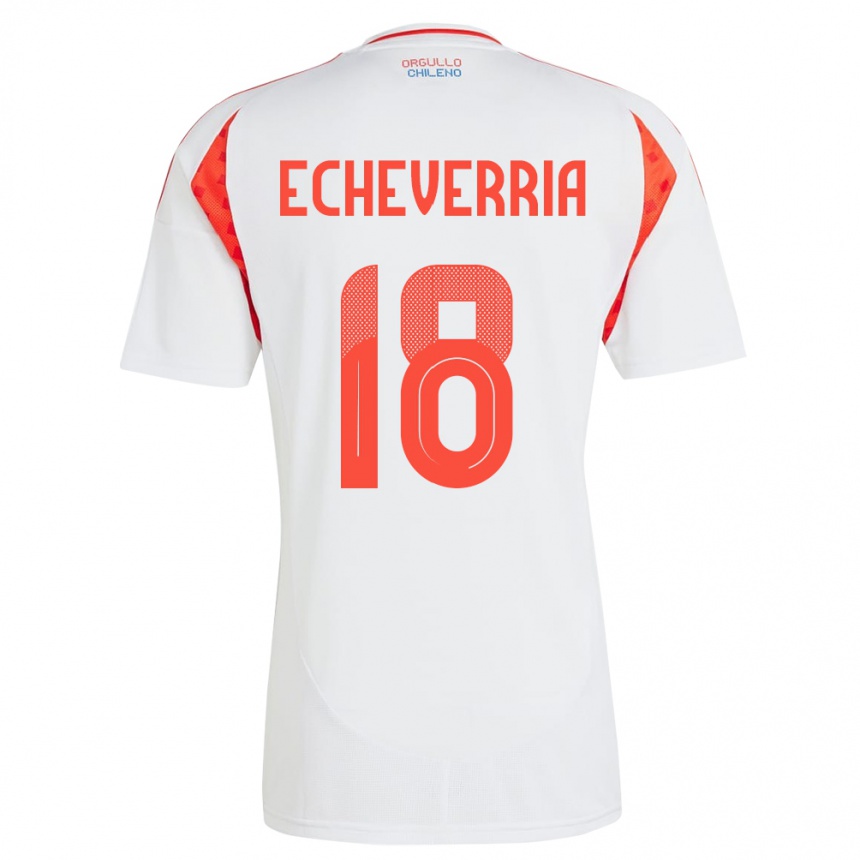 Niño Fútbol Camiseta Chile Rodrigo Echeverría #18 Blanco 2ª Equipación 24-26 México