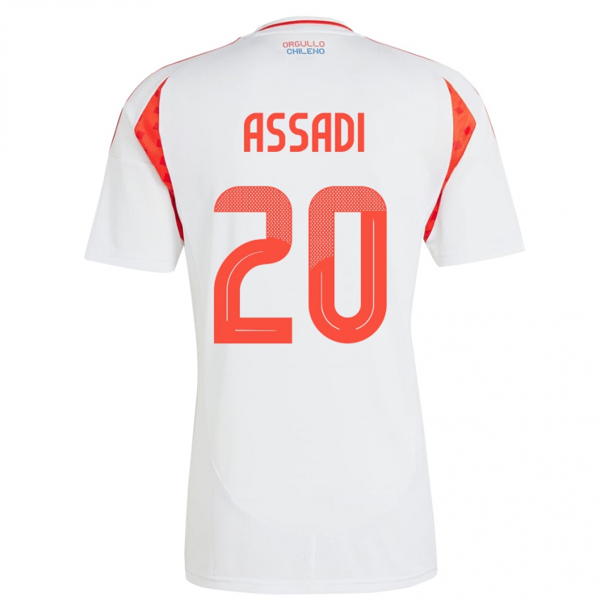 Niño Fútbol Camiseta Chile Lucas Assadi #20 Blanco 2ª Equipación 24-26 México