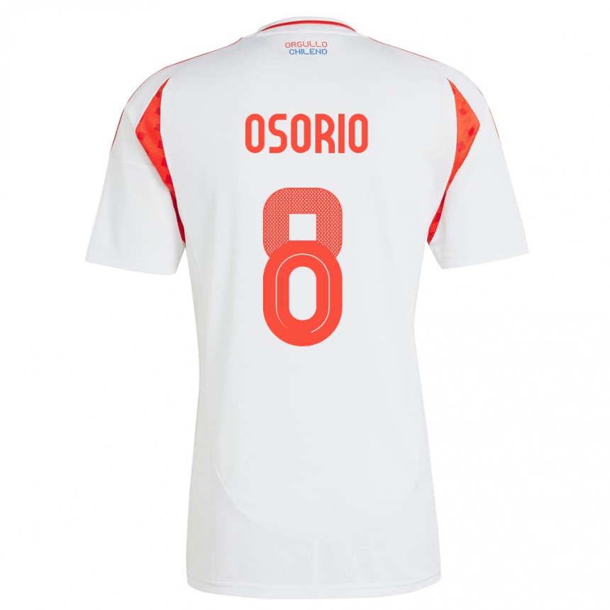 Niño Fútbol Camiseta Chile Darío Osorio #8 Blanco 2ª Equipación 24-26 México