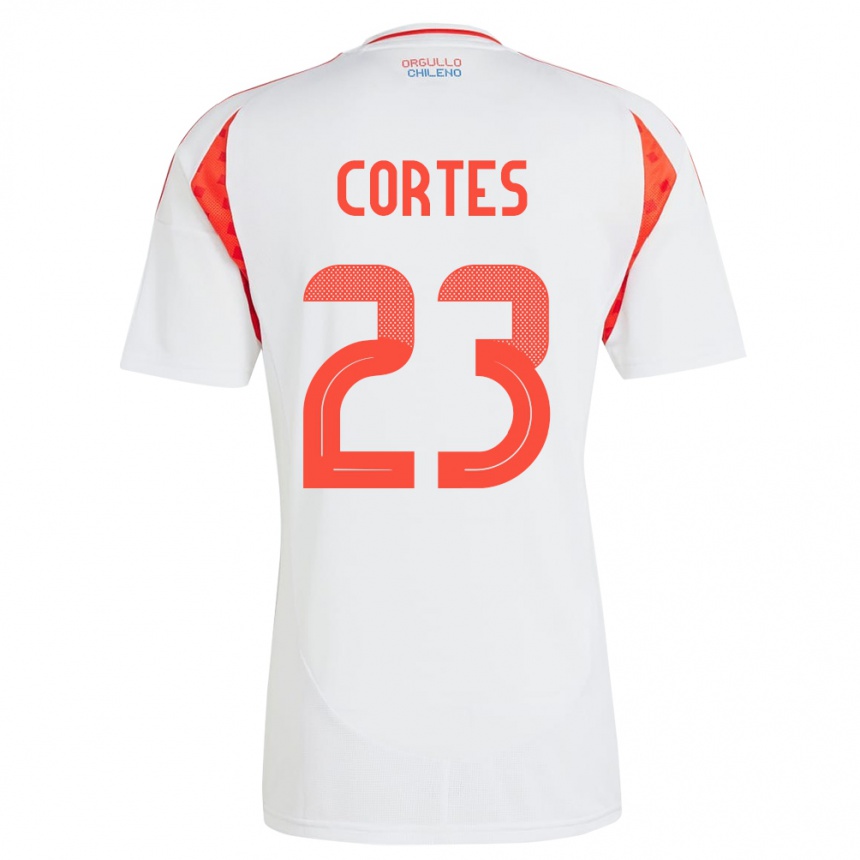 Niño Fútbol Camiseta Chile Brayan Cortés #23 Blanco 2ª Equipación 24-26 México