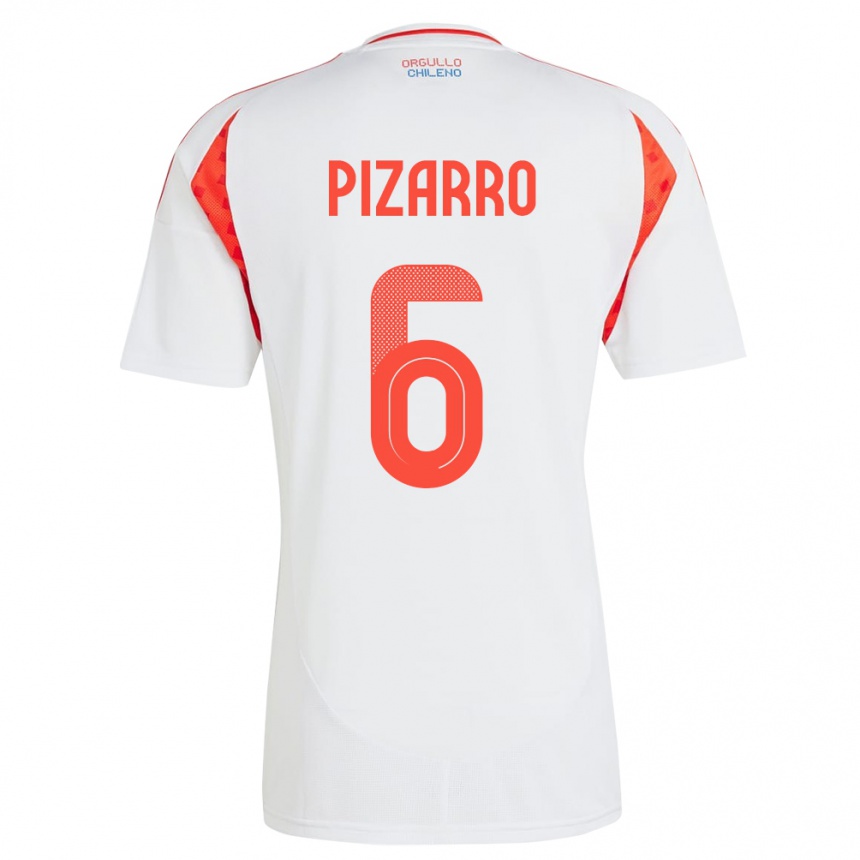 Niño Fútbol Camiseta Chile Vicente Pizarro #6 Blanco 2ª Equipación 24-26 México