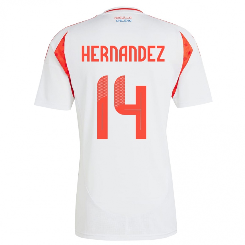 Niño Fútbol Camiseta Chile Leandro Hernández #14 Blanco 2ª Equipación 24-26 México