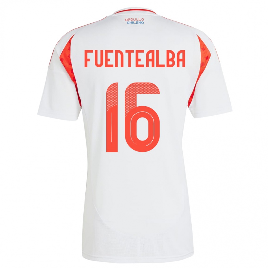 Niño Fútbol Camiseta Chile Jeison Fuentealba #16 Blanco 2ª Equipación 24-26 México