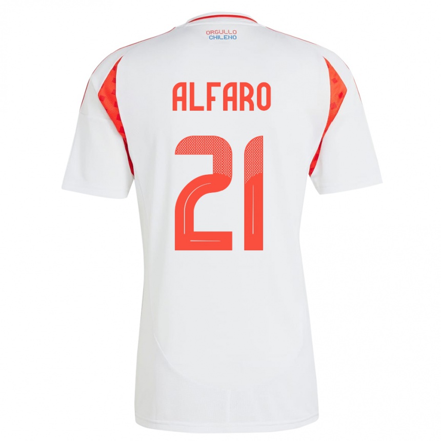 Niño Fútbol Camiseta Chile Julián Alfaro #21 Blanco 2ª Equipación 24-26 México