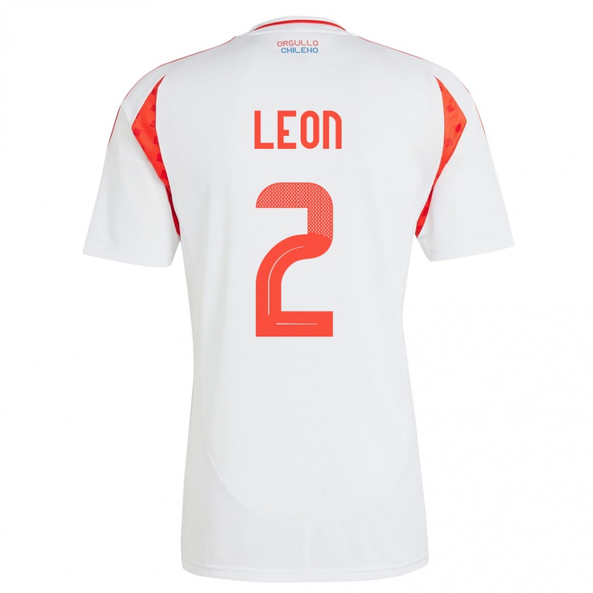 Niño Fútbol Camiseta Chile Maicol León #2 Blanco 2ª Equipación 24-26 México