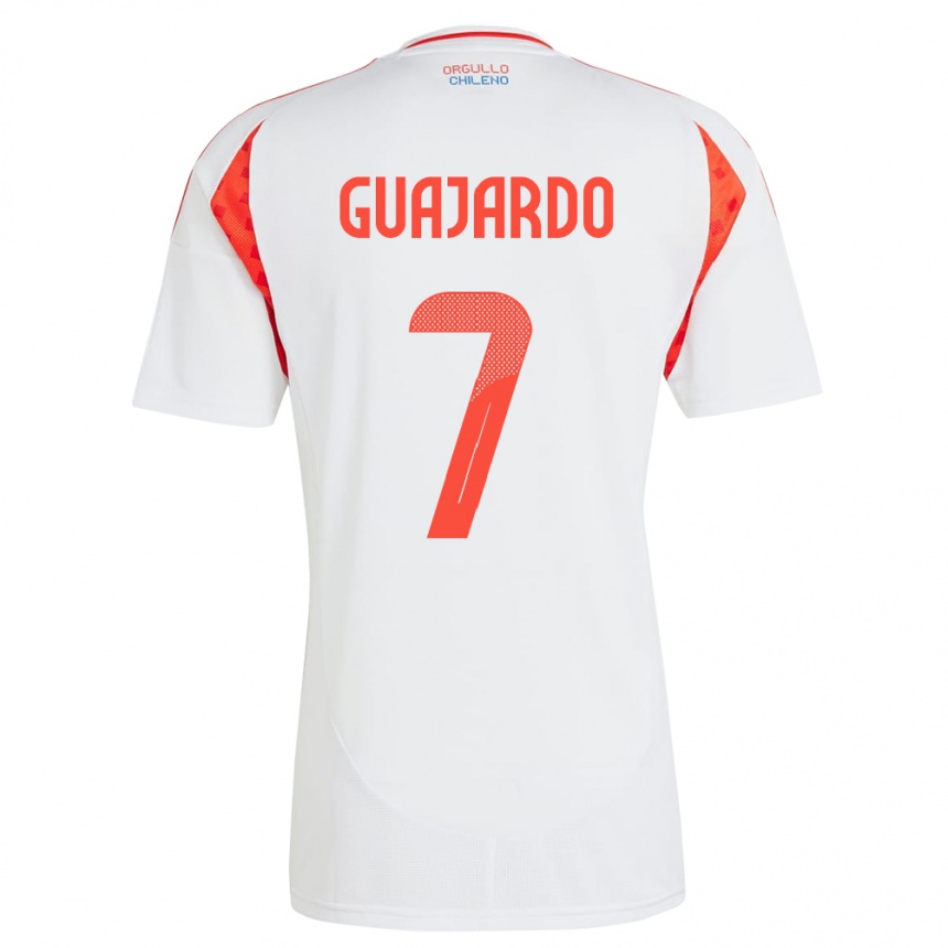 Niño Fútbol Camiseta Chile Paolo Guajardo #7 Blanco 2ª Equipación 24-26 México