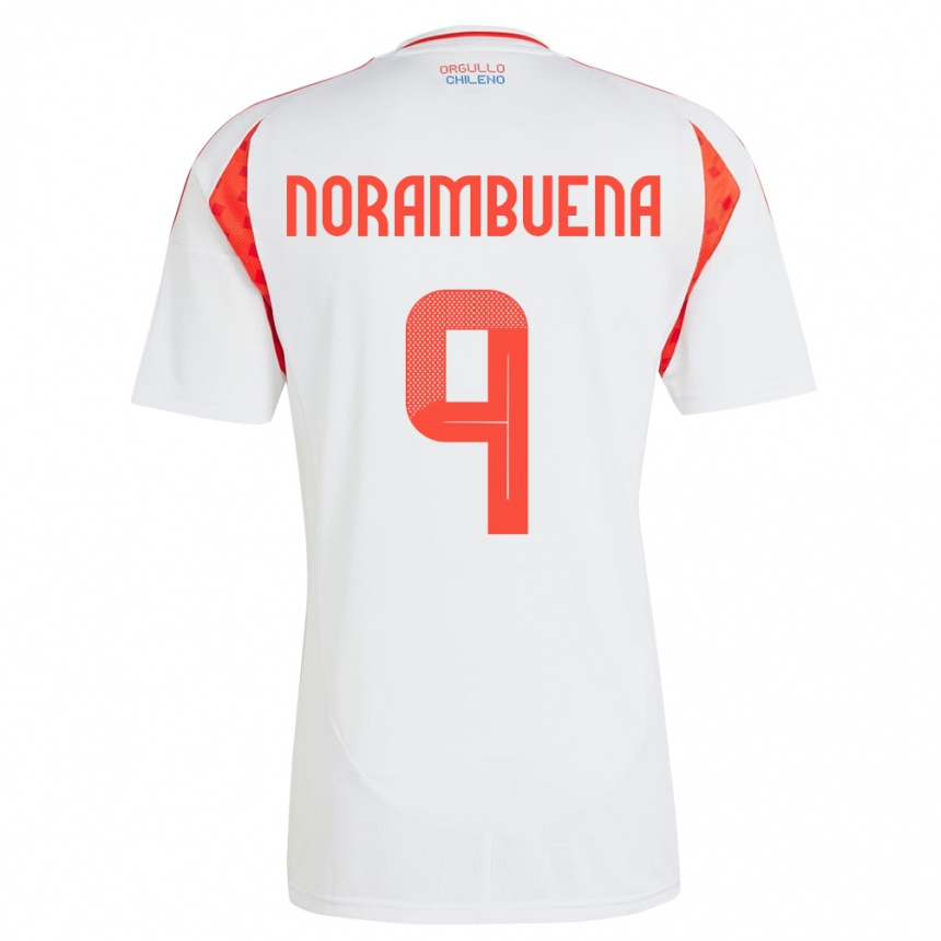 Niño Fútbol Camiseta Chile Gabriel Norambuena #9 Blanco 2ª Equipación 24-26 México