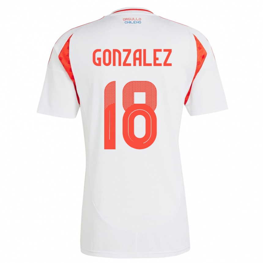 Niño Fútbol Camiseta Chile Bryan González #18 Blanco 2ª Equipación 24-26 México