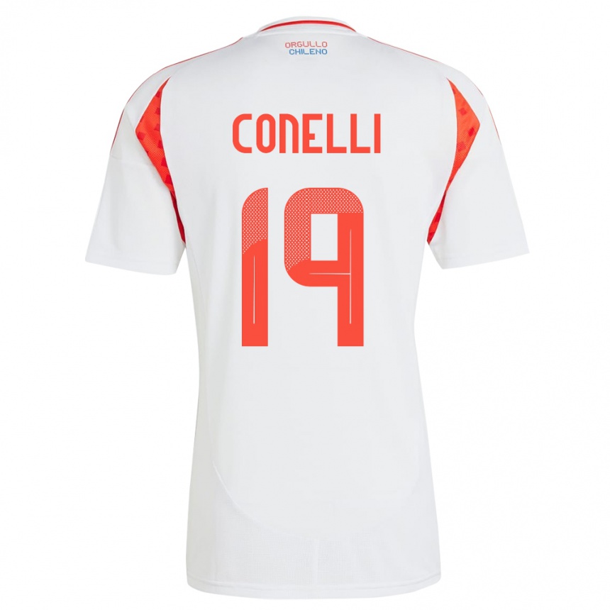 Niño Fútbol Camiseta Chile Vicente Conelli #19 Blanco 2ª Equipación 24-26 México