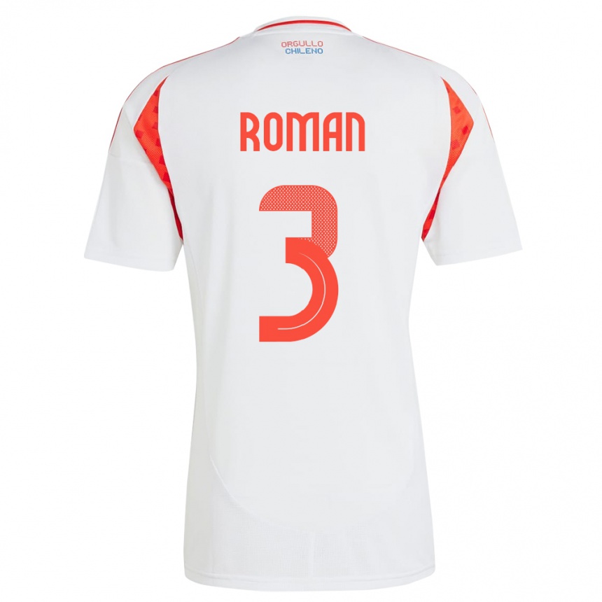 Niño Fútbol Camiseta Chile Iván Román #3 Blanco 2ª Equipación 24-26 México