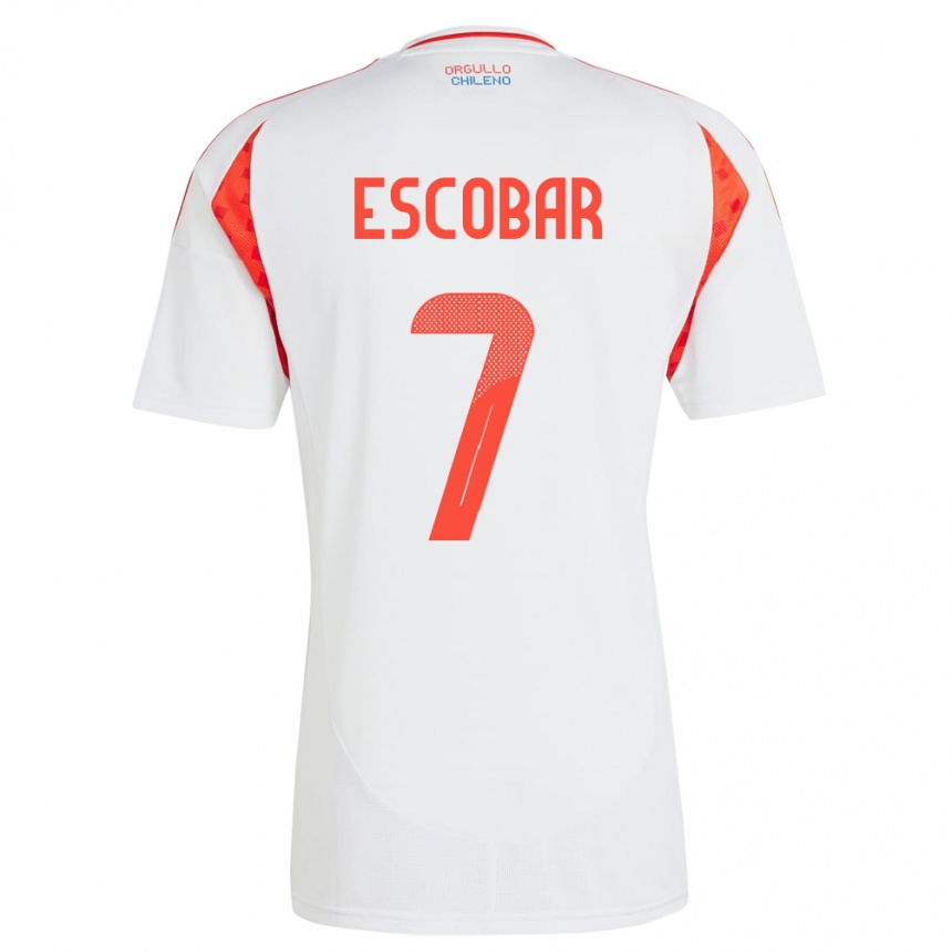 Niño Fútbol Camiseta Chile Bastián Escobar #7 Blanco 2ª Equipación 24-26 México