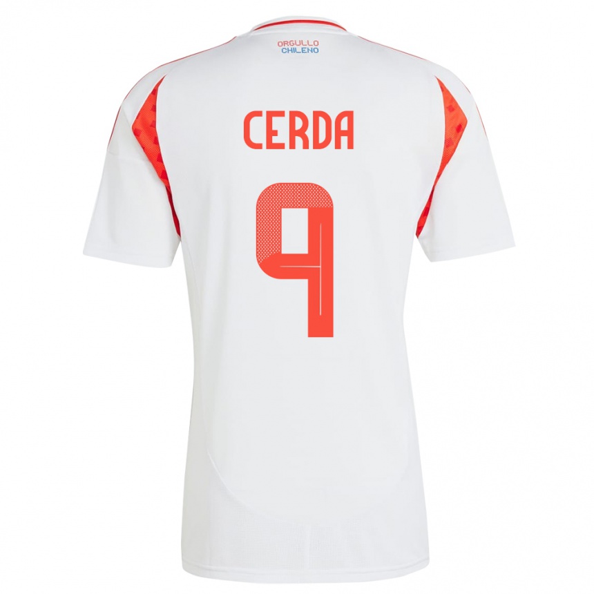 Niño Fútbol Camiseta Chile Axel Cerda #9 Blanco 2ª Equipación 24-26 México