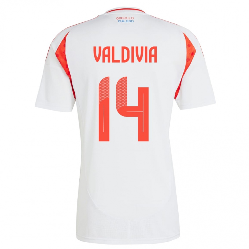 Niño Fútbol Camiseta Chile Felipe Valdivia #14 Blanco 2ª Equipación 24-26 México