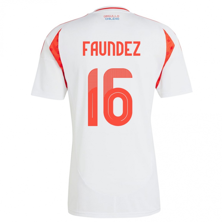 Niño Fútbol Camiseta Chile Felipe Faúndez #16 Blanco 2ª Equipación 24-26 México