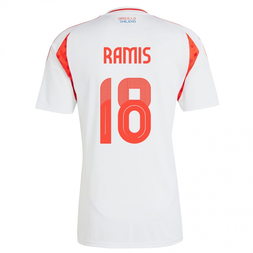 Niño Fútbol Camiseta Chile Oliver Ramis #18 Blanco 2ª Equipación 24-26 México