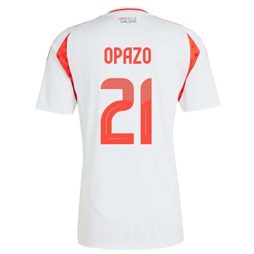 Niño Fútbol Camiseta Chile Diego Opazo #21 Blanco 2ª Equipación 24-26 México