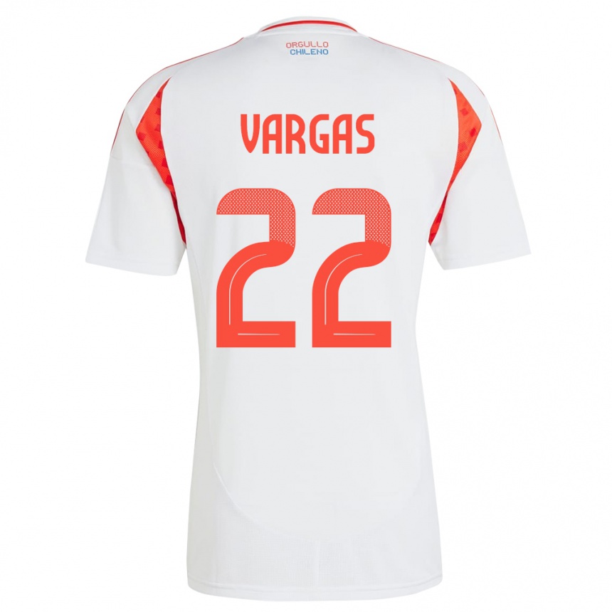 Niño Fútbol Camiseta Chile Diego Vargas #22 Blanco 2ª Equipación 24-26 México