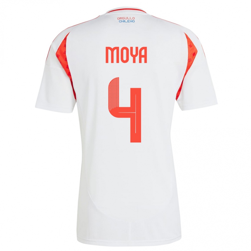 Niño Fútbol Camiseta Chile Matías Moya #4 Blanco 2ª Equipación 24-26 México