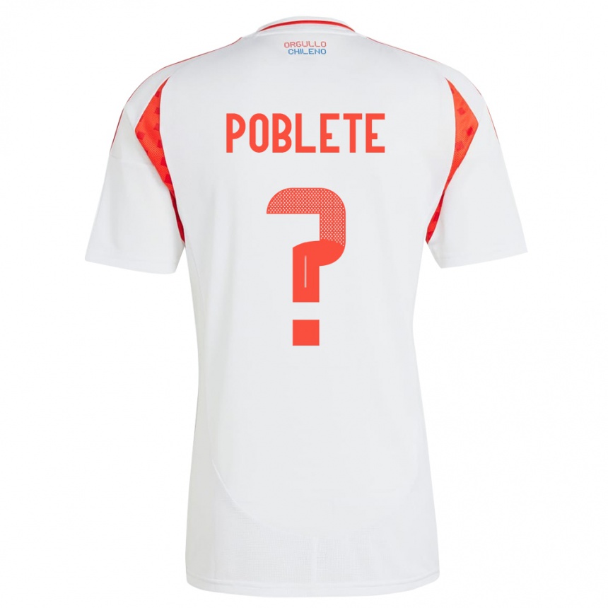 Niño Fútbol Camiseta Chile José Poblete #0 Blanco 2ª Equipación 24-26 México