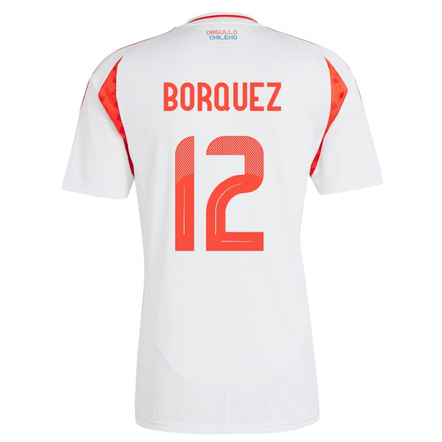 Niño Fútbol Camiseta Chile Gabriela Bórquez #12 Blanco 2ª Equipación 24-26 México