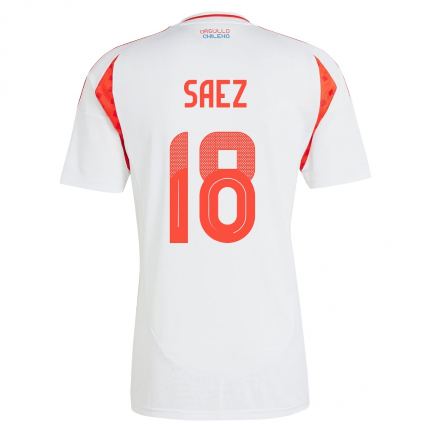 Niño Fútbol Camiseta Chile Camila Sáez #18 Blanco 2ª Equipación 24-26 México