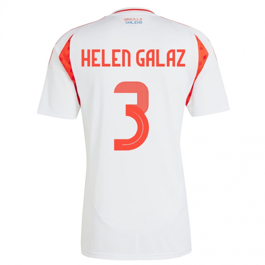 Niño Fútbol Camiseta Chile Su Helen Galaz #3 Blanco 2ª Equipación 24-26 México