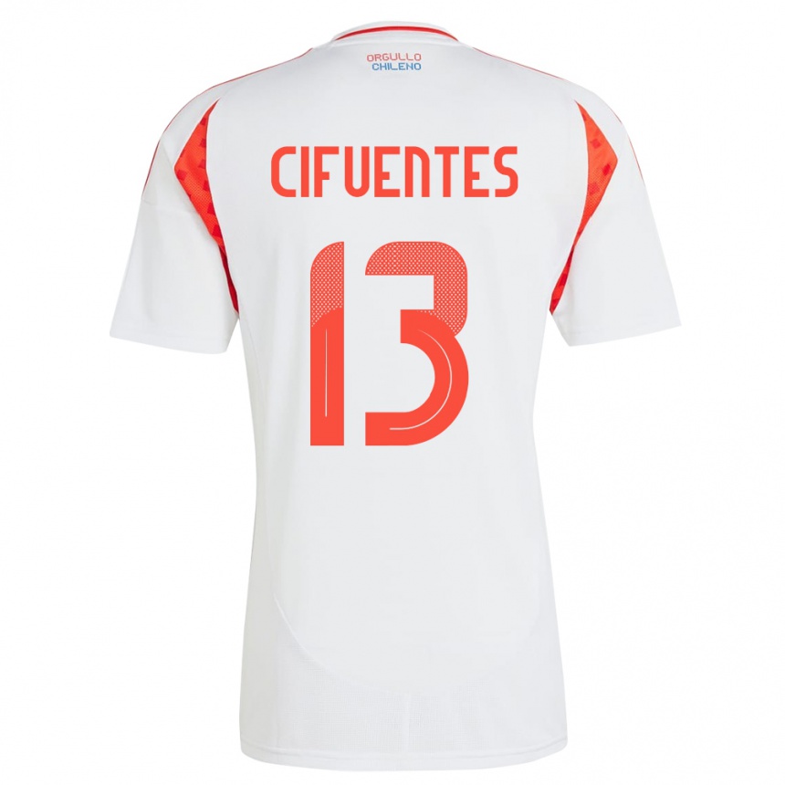 Niño Fútbol Camiseta Chile Anaís Cifuentes #13 Blanco 2ª Equipación 24-26 México