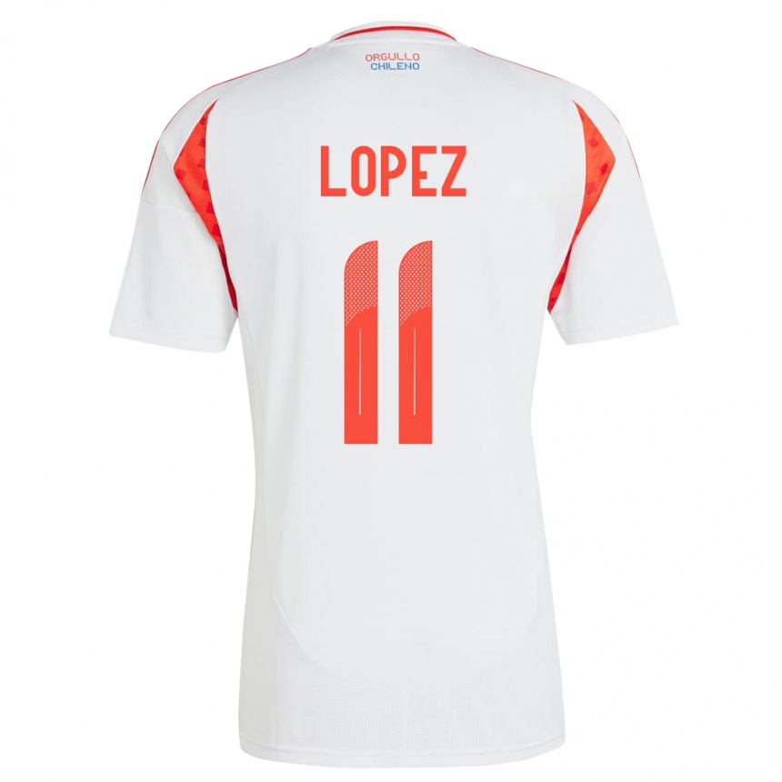 Niño Fútbol Camiseta Chile Yessenia López #11 Blanco 2ª Equipación 24-26 México