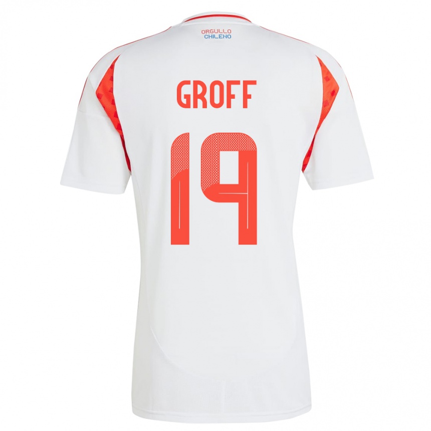 Niño Fútbol Camiseta Chile Llanka Groff #19 Blanco 2ª Equipación 24-26 México