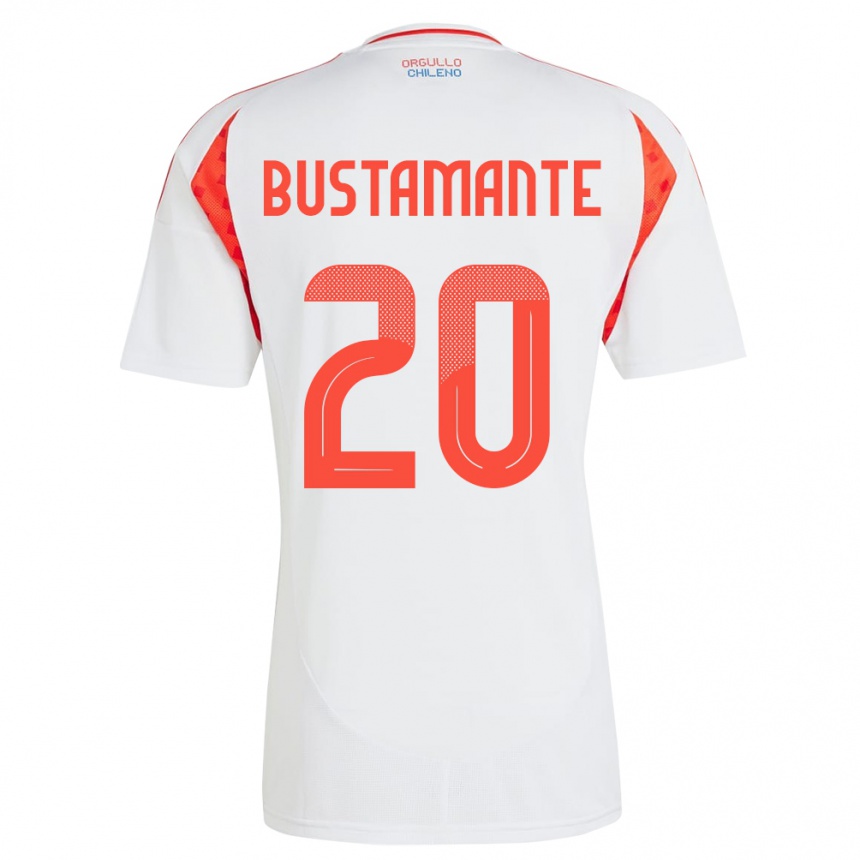 Niño Fútbol Camiseta Chile Paloma Bustamante #20 Blanco 2ª Equipación 24-26 México