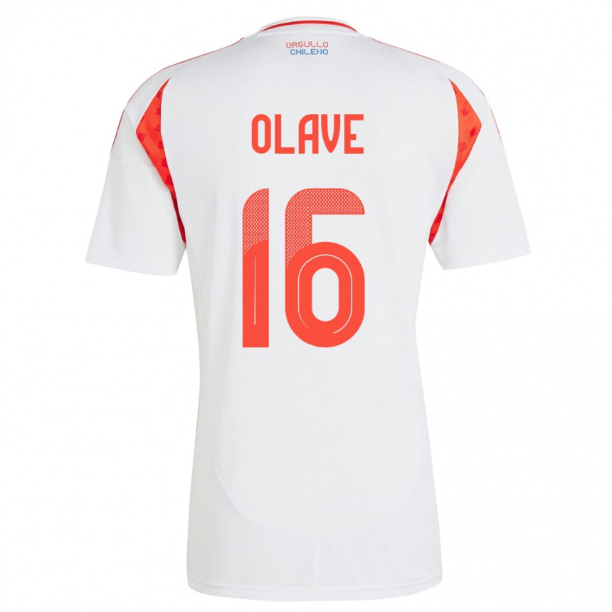 Niño Fútbol Camiseta Chile Isidora Olave #16 Blanco 2ª Equipación 24-26 México