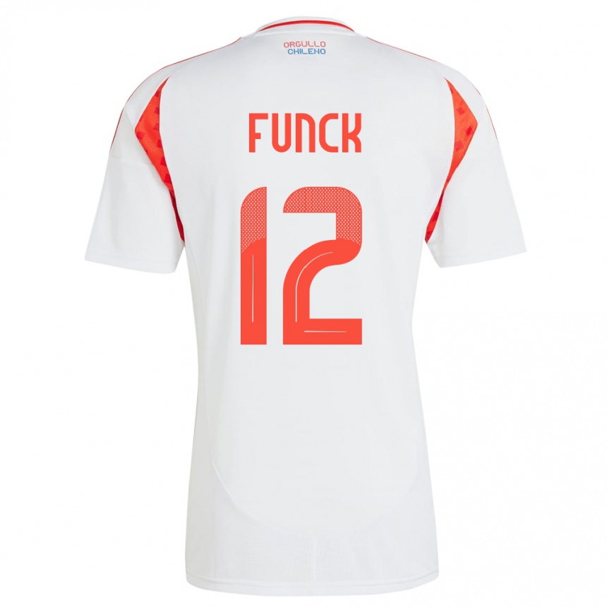 Niño Fútbol Camiseta Chile Martina Funck #12 Blanco 2ª Equipación 24-26 México