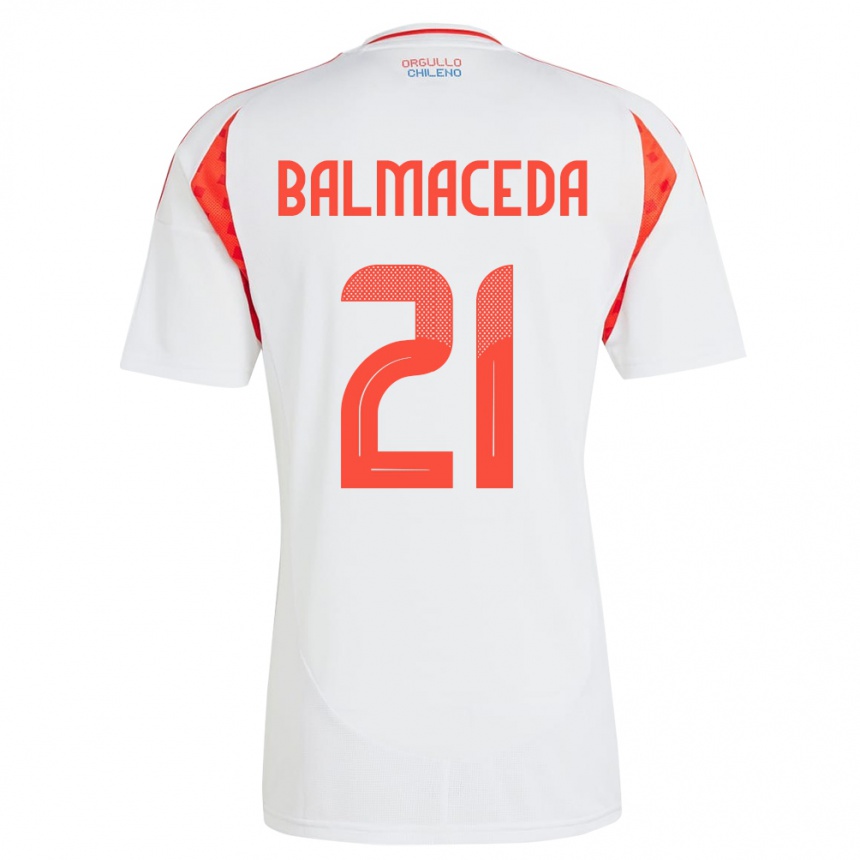 Niño Fútbol Camiseta Chile Rosario Balmaceda #21 Blanco 2ª Equipación 24-26 México