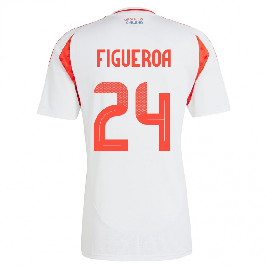 Niño Fútbol Camiseta Chile Ámbar Figueroa #24 Blanco 2ª Equipación 24-26 México