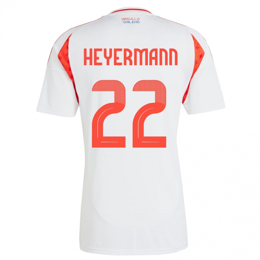 Niño Fútbol Camiseta Chile Agustina Heyermann #22 Blanco 2ª Equipación 24-26 México