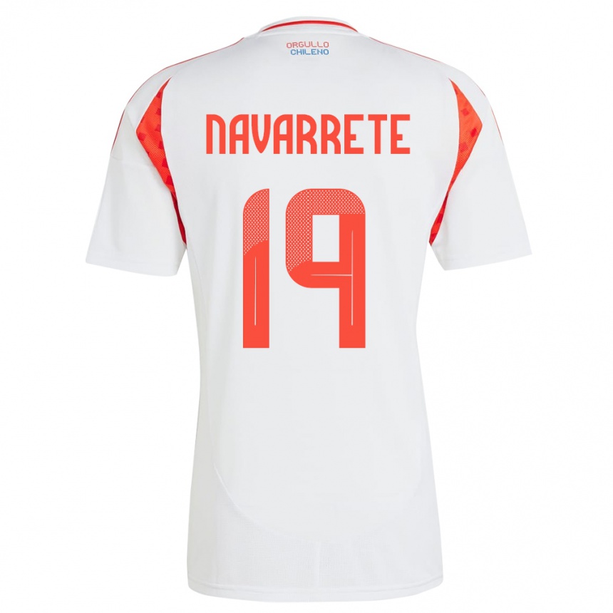 Niño Fútbol Camiseta Chile Valentina Navarrete #19 Blanco 2ª Equipación 24-26 México