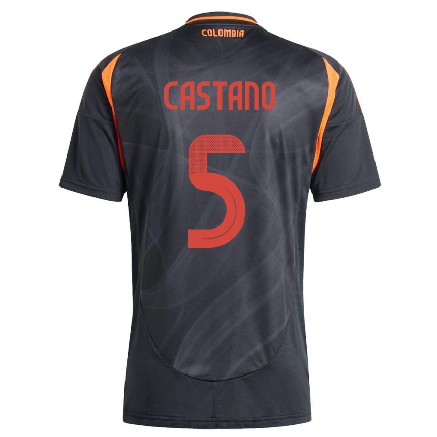 Niño Fútbol Camiseta Colombia Kevin Castaño #5 Negro 2ª Equipación 24-26 México